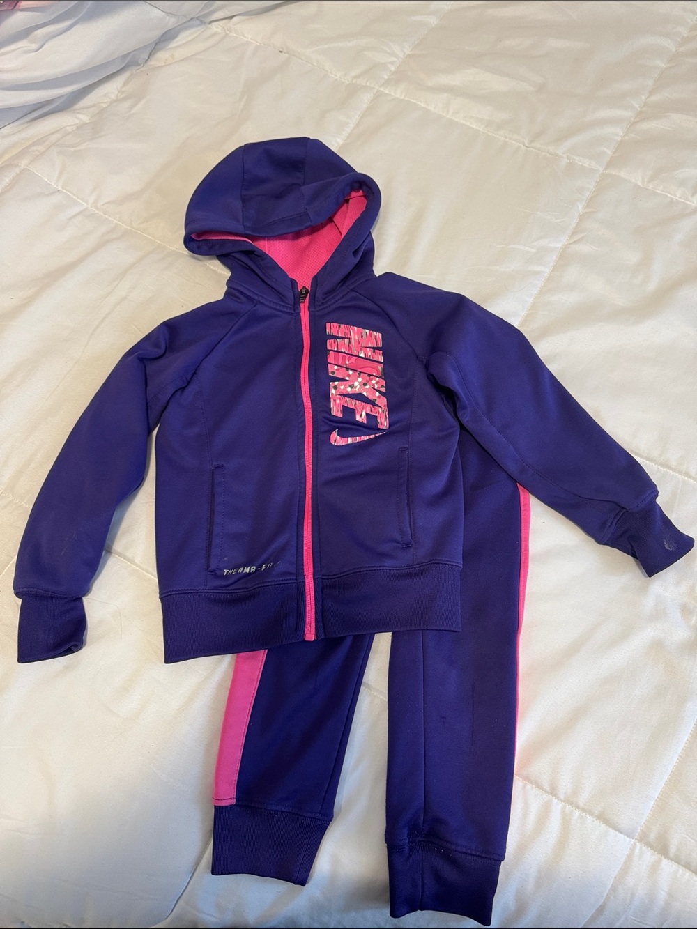 Nike Girls Purple & Pink Athletic Hoodie Jogger Sweat Pant Set